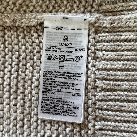 Gap Tan & Cream Woven Open Front Sweater - Picture 5 of 6